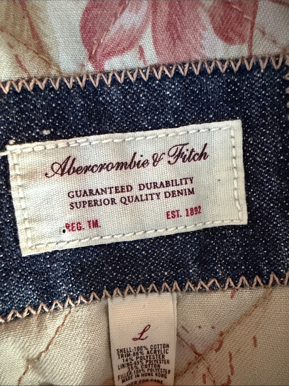 Abercrombie & Fitch Blue Denim Jacket with Cream Sherpa Collar - Picture 2 of 5